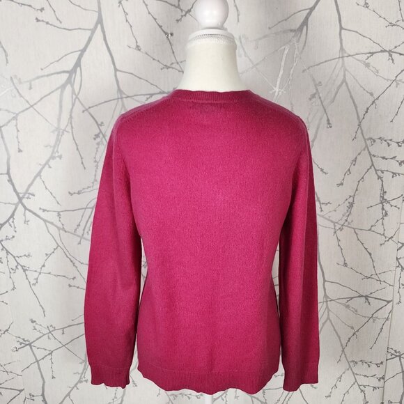 Lord & Taylor Hot Pink 100% Cashmere V-Neck Sweater - Picture 3 of 4